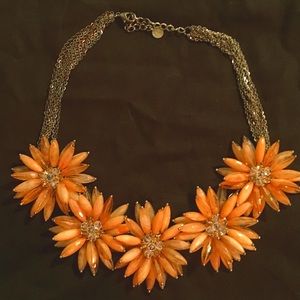 Talbots coral daisy flower statement necklace